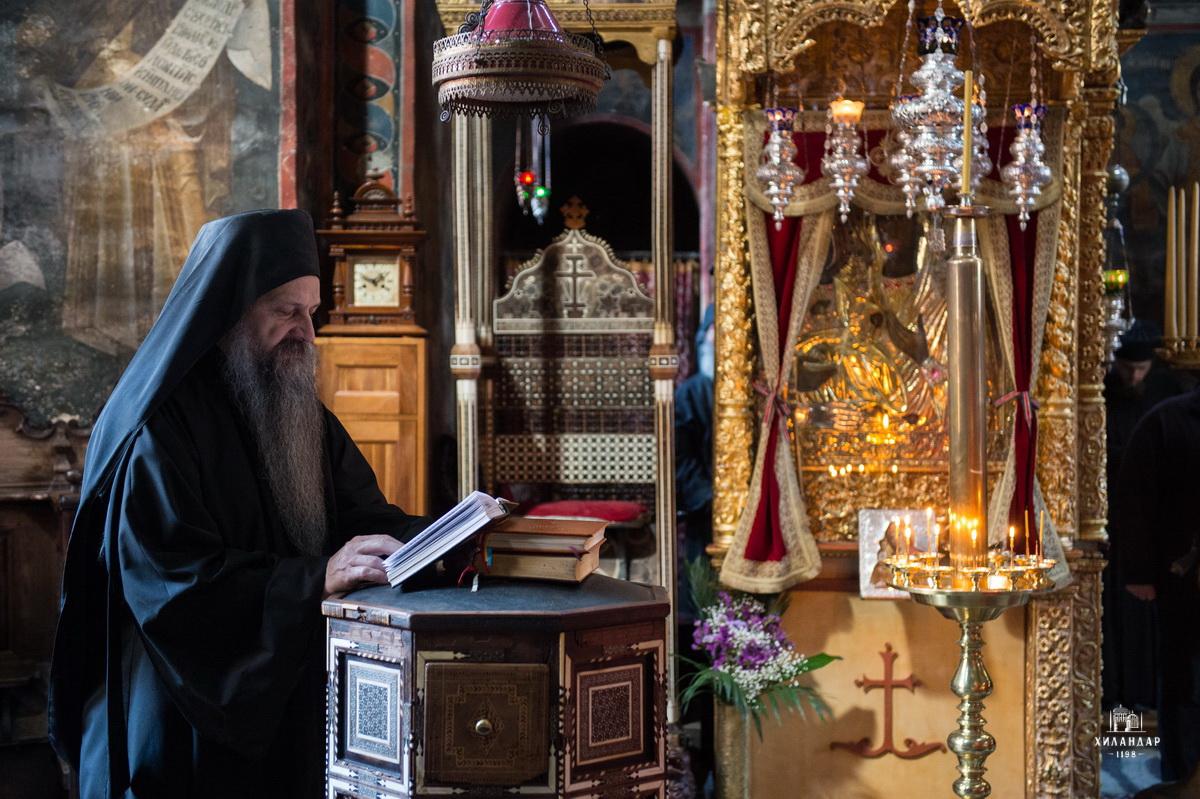 Mount Athos Orthodox monk reading Scripture